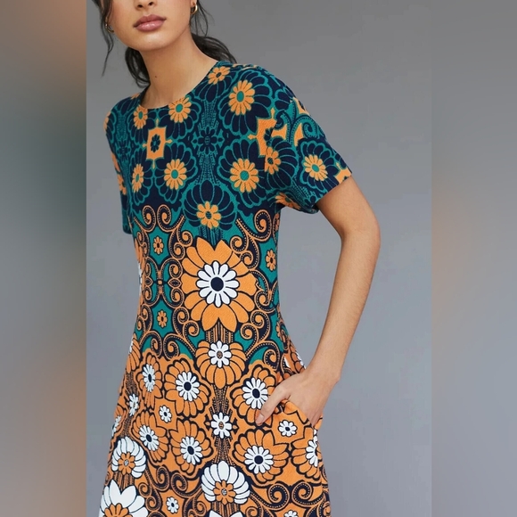 Maeve Orange and Green Floral Dress Size XS - Picture 7 of 11